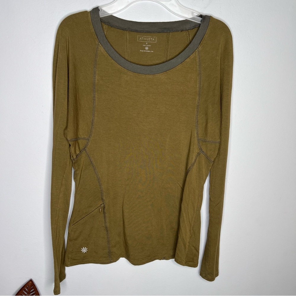 Athleta Olive Green Long Sleeve Top